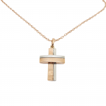 Croce (con catena) in oro Rosa k14 con dettagli in oro Bianco (code P1743)