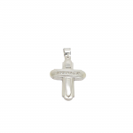 Croce in oro bianco k14 con zirconi cubici (code AL1846)
