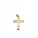 Croce in oro giallo e oro bianco k14 con zirconi cubici (code H1904)