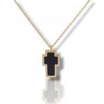 Σταυρός (με αλυσίδα) απο  χρυσό κ14 με μαύρο σμάλτο (code N2701)