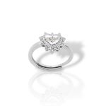 Ασημένιο Δαχτυλίδι με Λευκά Ζιργκόν σε Σχήμα Καρδιάς (ΒΕΝ350/ΑΑ)