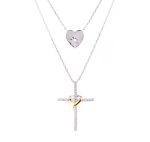 Ασημένιο κολιέ με σταυρό και καρδιά  925º   (code ΒΕΝ296/C)