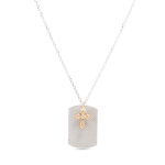 Ταυτότητα ασημένια με σταυρό και χρυσές λεπτομέρειες (BEN403/CA)