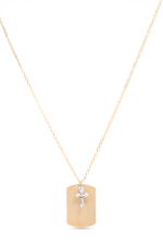 Ταυτότητα ασημένια με σταυρό και χρυσές λεπτομέρειες (BEN403/CO)