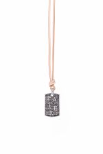 Collana PATER rodiata con cordone beige (AGI328-C BE)