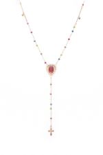 Madonnas rosary with colorful Stones in 925° rose gold-plated (AGI332/C)