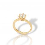 Gold plated silver single stone ring 925° (code FC006017)