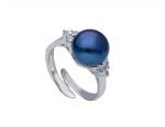 Platinum plated silver 925 ring with a pearl and white zircons (code S154822)