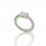Anello in argento 925° rodiato e smalto verde  (code FC002633)