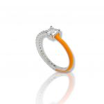 Platinum plated silver  925° ring with orange enamel (code FC002638)