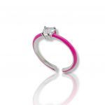 Anello in argento 925° rodiato e smalto rosa  (code FC002666)