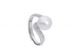 Platinum plated silver 925° ring with a pearl and zircons   (code S230999)