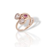 Anello in argento con tre cuori oro Rosa (code FCM002825)