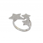 Platinum plated silver 925° ring with stars (code FC001655)