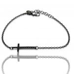 Black platinum plated silver 925º cross bracelet(code FC008704)