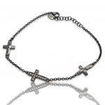 Black platinum plated silver 925º cross bracelet (code FC008705)