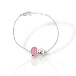 Ασημένιο βραχιόλι με χρωματιστή συνθετική πέτρα «Μάτι της Γάτας» (code FC012333)