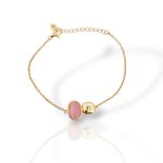 Ασημένιο επιχρωσωμένο βραχιόλι με συνθετική πέτρα «Μάτι της Γάτας» (code FC012334)