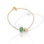 Ασημένιο επιχρυσωμένο βραχιόλι με συνθετική πέτρα «Μάτι της Γάτας» (code FC012336)