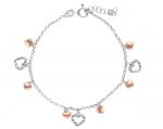 Bracciale cuoricini in argento 925° rodiato e dorado oro Rosa (code  S233528)