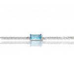 Platinum plated silver 925º bracelet with aqua marine synthetic stone(code FC006997)