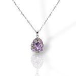 Kολιέ ασημένιο 925° επιπλατινωμένο με συνθετικό Αμέθυστο (code FCM002907)