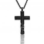 Black platinum plated silver 925° cross necklace (with chain)