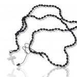 Silver 925° cross and rosary necklace with black agate and white zircon (code KT2345)