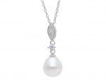 Platinum plated silver 925° necklace with a pearl & zircons (code S231005)