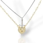 Ασημένιο διπλό κολιέ με σπαθί και επιχρυσωμένη καρδιά (code SVX2500832)