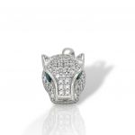 Collana con Pendente Panther in Argento Placcato con Occhio in Smeraldo Sintetico (code FC001738)