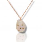 Collana in argento rosato Barocco con elemento verde 925° (code FC003448)
