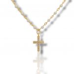 Gold plated rosary 925 with synthetic white stones (code FC005910)
