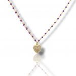 Gold plated rosary  silver 925° with synthetic purple stones (code FC006530)