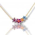 Gold-plated silver necklace with synthetic stones  (code FC006783)