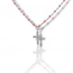 Platinum plated silver 925° with synthetic pink stones (code FC009913)