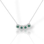 Girocollo in argento 925° rodiato con zirconi cubici con smeraldo sintetico (code FC009986)