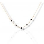 Silver rosary rose-gold colored with synthetic black stones (code FC010510)