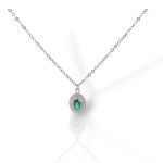 Kολιέ ασημένιο  925° επιπλατινωμένο με συνθετικό Σμαράγδι (code FC011768)