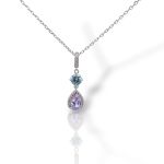 Ασημένιο κολιέ με πολύχρωμες πέτρες (code FC012892)	