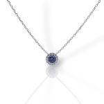 Girocollo in argento 925° rodiato con zirconi cubici con Zaffiro sintetico (code FC013500)