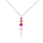 Ασημένιο κολιέ με πολύχρωμες πέτρες (code FC008561)	