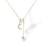 Ασημένιο Επιχρυσωμένο Κολιέ με Κρεμαστό Αστεράκι και Φεγγάρι(code FCM002818)