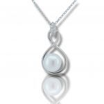 Platinum plated silver 925° necklace with a pearl (code S231011)