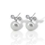 Σκουλαρίκια με μαργαριτάρι απο επιπλατινωμένο ασήμι 925° (code FCM002835)