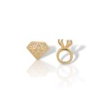 Σκουλαρίκια  ΔΑΧΤΥΛΙΔΙ & ΔΙΑΜΑΝΤΙ απο επιχρυσωμένο ασήμι 925°  (code FC006392)