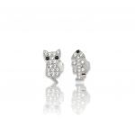Platinum plated silver 925º earrings with cat & fish  (code FC008490)