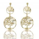  Gold plated silver 925° earrings with the tree of life (code SHK1336G)