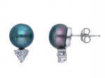  Platinum plated silver 925° earrings with pearls and zircons (code S154824)