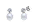  Platinum plated silver 925° earrings with pearls and zircons (code S231001)